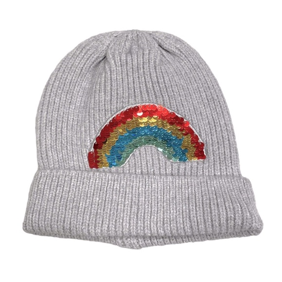 070 Zara Rainbow Sequence Beanie Hat - Picture 2 of 4